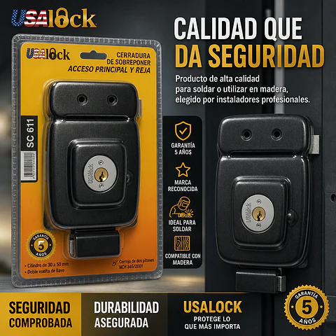 Cerradura Acceso Principal  Reja Marca Usalock Sc 611 