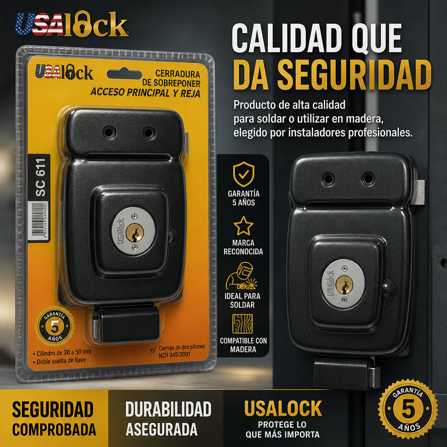 Cerradura Acceso Principal  Reja Marca Usalock Sc 611  1