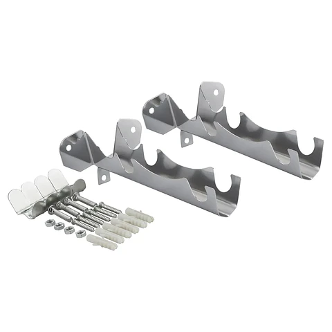 Soportes Dobles para Barra de Cortina 16 mm Plateado 