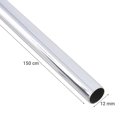 Tubo para cortina metal 12 mm 1,5 m barra cromada