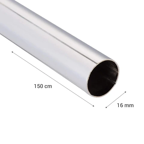 Tubo para Cortina Metálico 16 mm x 1,5 m – Barra Cromada