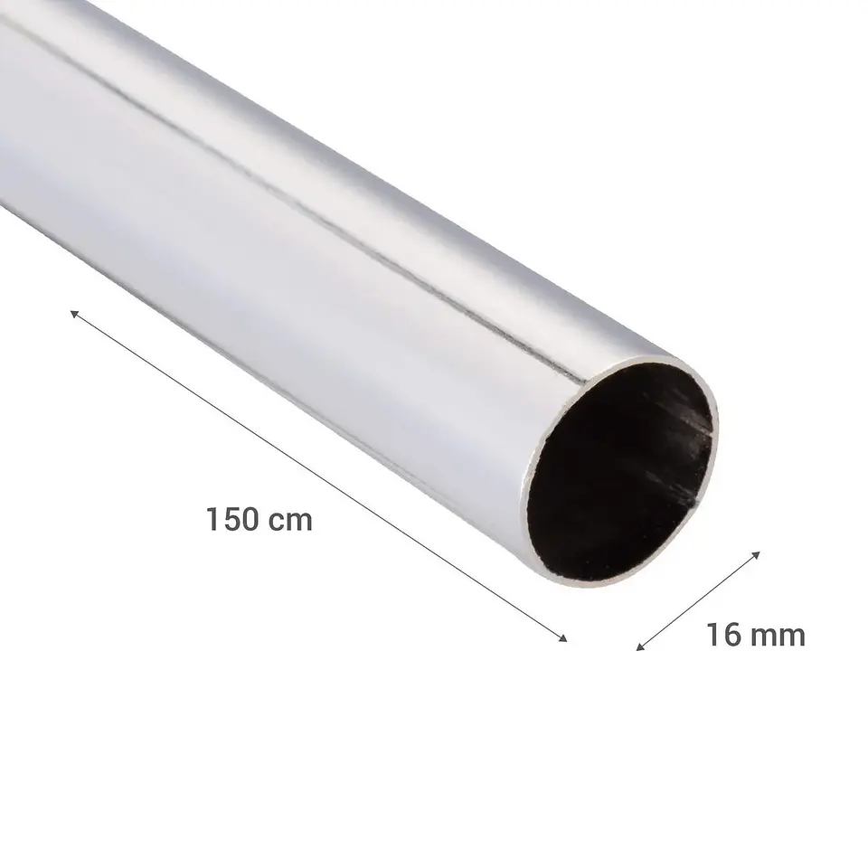 Tubo para Cortina Metálico 16 mm x 1,5 m – Barra Cromada 1