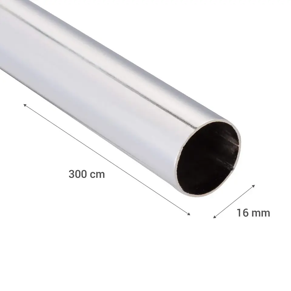 Tubo para Cortina Metálico 16 mm x 3,0 m – Barra Cromada 1