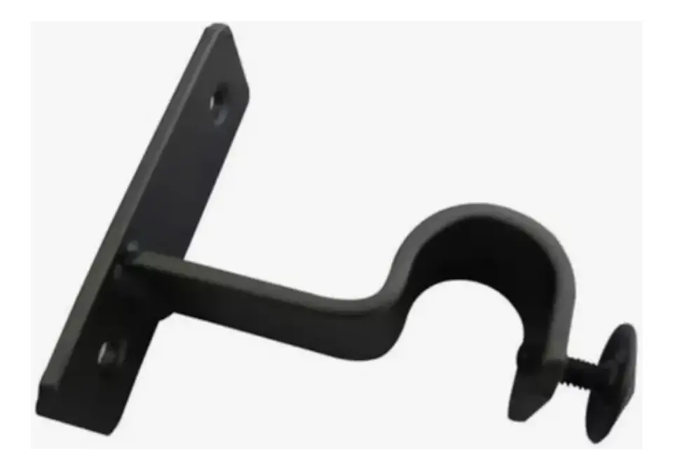 Soporte Simple Metálico para Tubo de Cortina a Muro 19 mm Negro 4