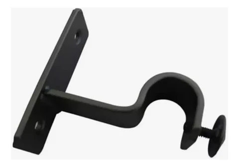 Soporte Simple Metálico para Tubo de Cortina a Muro 19 mm Negro