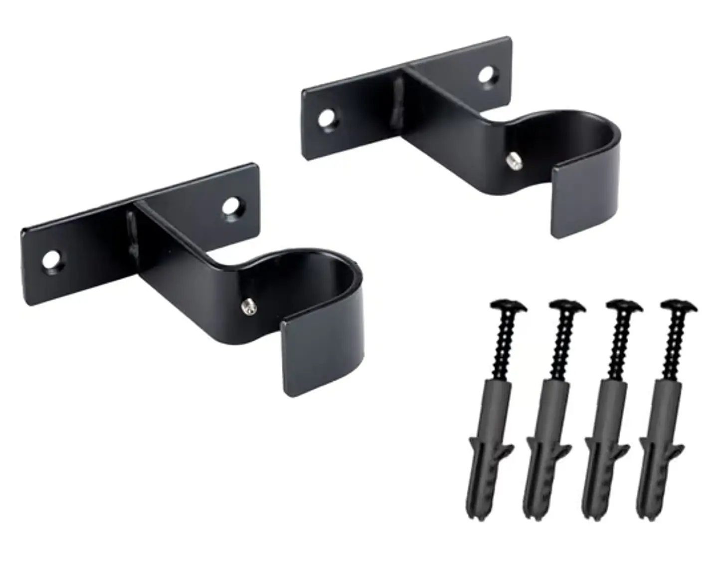 Soporte Simple Metálico para Tubo de Cortina a Muro 19 mm Negro 3