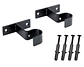 Soporte Simple Metálico para Tubo de Cortina a Muro 19 mm Negro - Miniatura 3