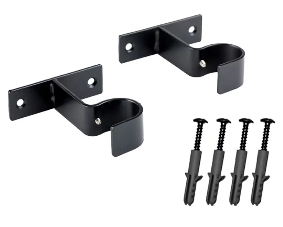 Soporte Simple Metálico para Tubo de Cortina a Muro 19 mm Negro 3