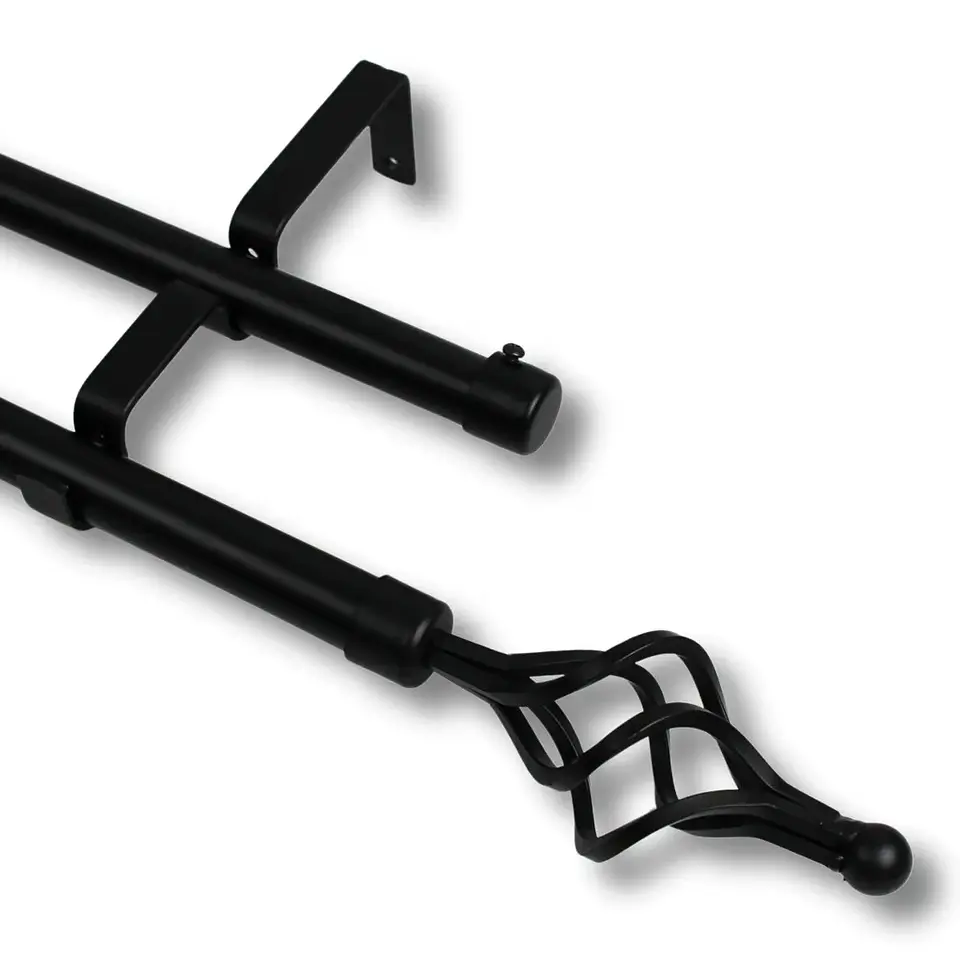 Soporte Doble Metálico para Tubo de Cortina 19 mm Negro 5