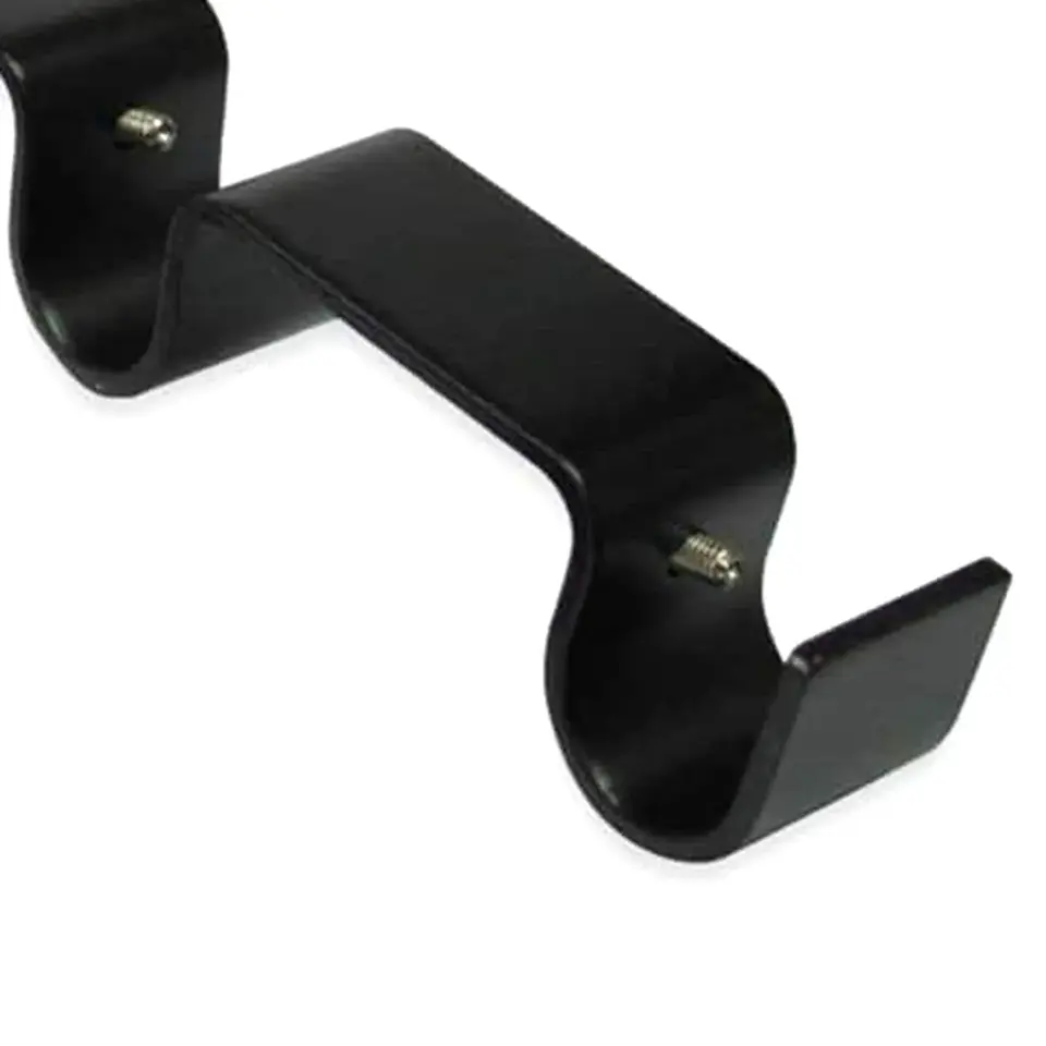 Soporte Doble Metálico para Tubo de Cortina 19 mm Negro 2