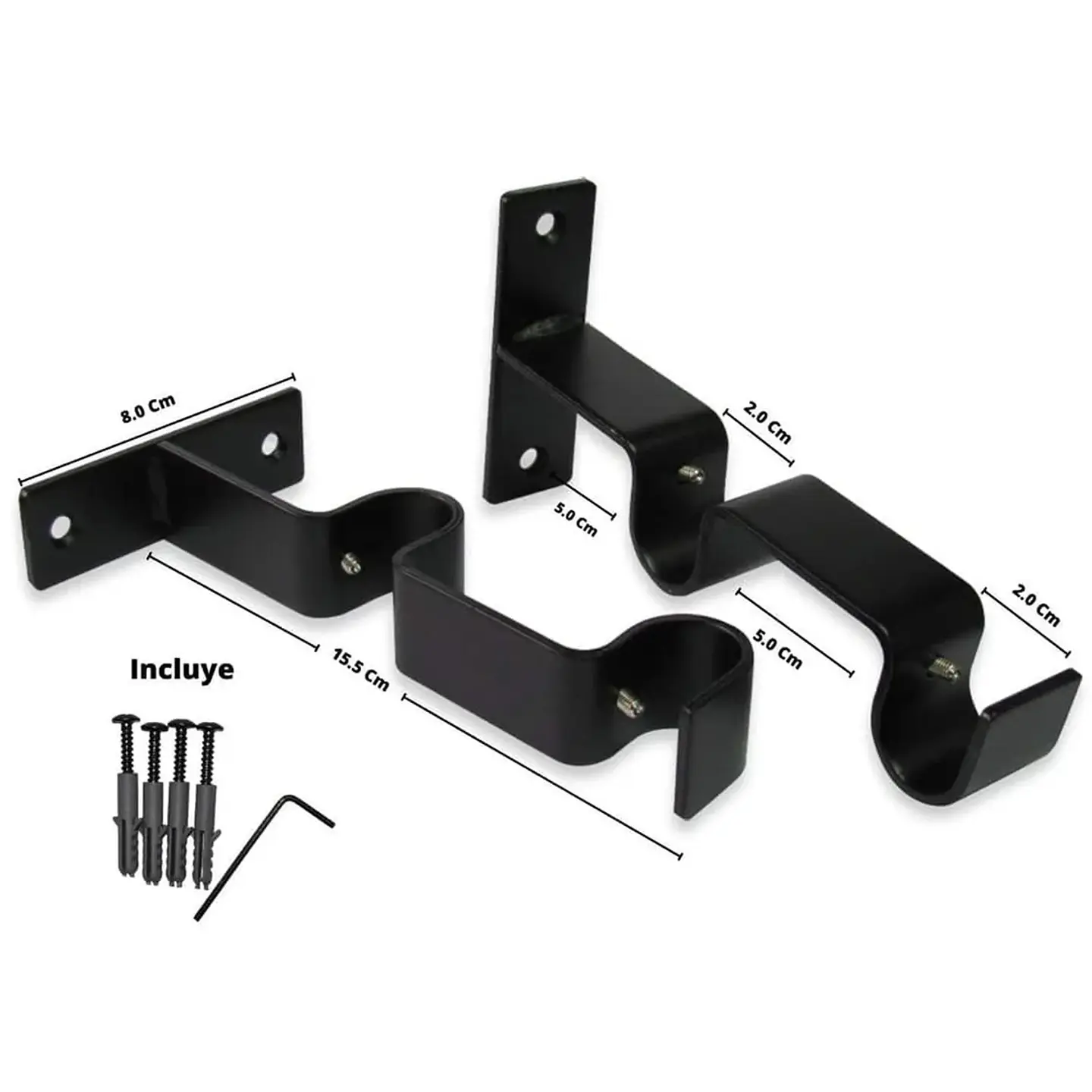 Soporte Doble Metálico para Tubo de Cortina 19 mm Negro 3