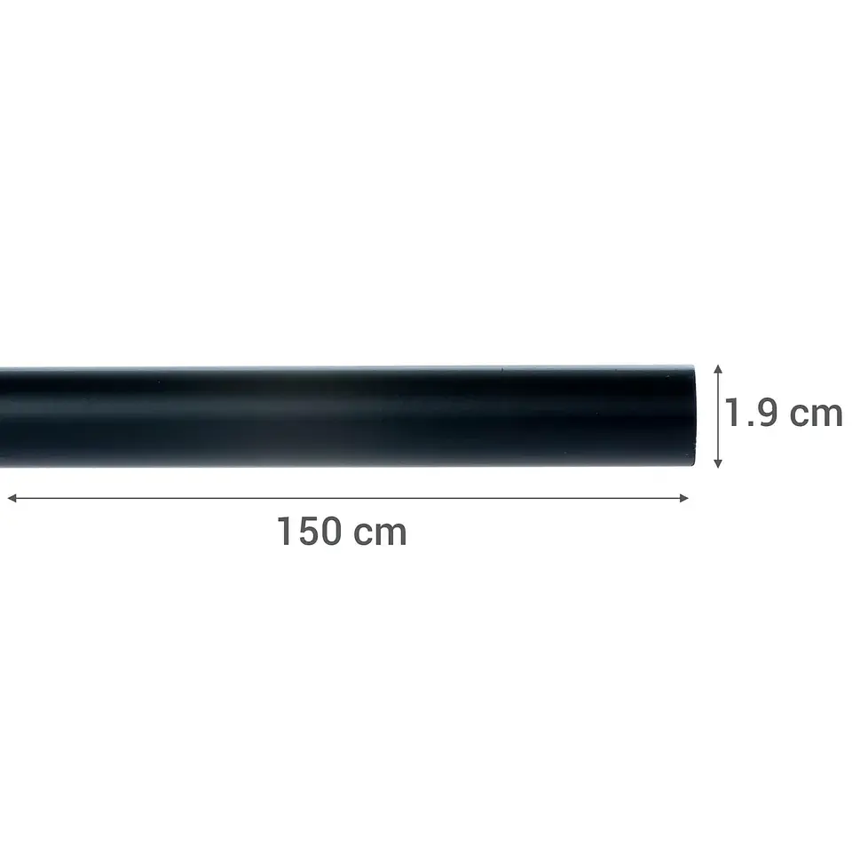 Tubo para cortina metal 19 mm Negro 1.5 m 1