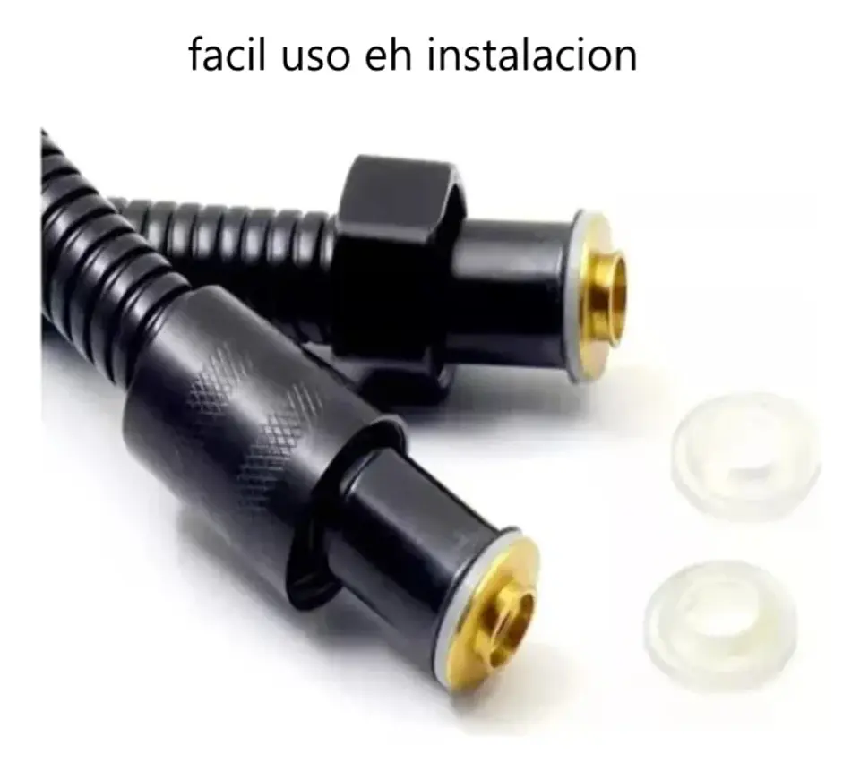 Manguera Flexible Negro Repuesto Ducha Extensible 2 Mtrs 3