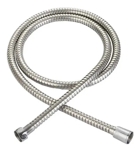 Manguera Flexible Ducha 2 m Acero Inoxidable Plateado Con Soporte