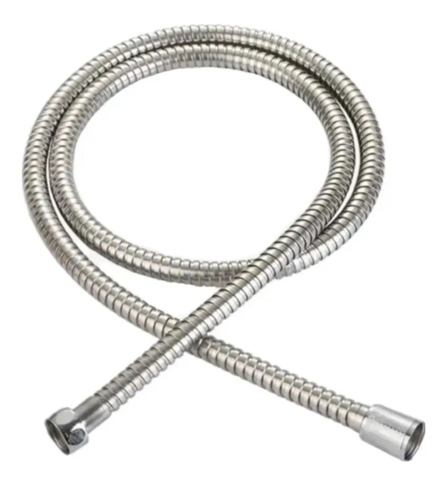 Manguera Flexible Ducha 2 m Acero Inoxidable Plateado Con Soporte 2