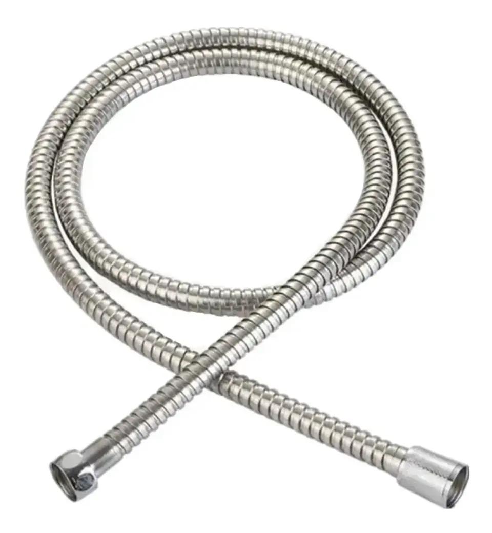 Manguera Flexible Ducha 2 m Acero Inoxidable Plateado Con Soporte 2