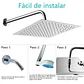 Cabezal Ducha Lluvia Regadera Cuadrado De Acero Inoxidable - Miniatura 4