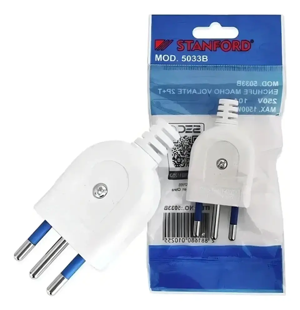 Enchufe Macho 2P + Tierra Stanford 10A Adaptador Eléctrico 1