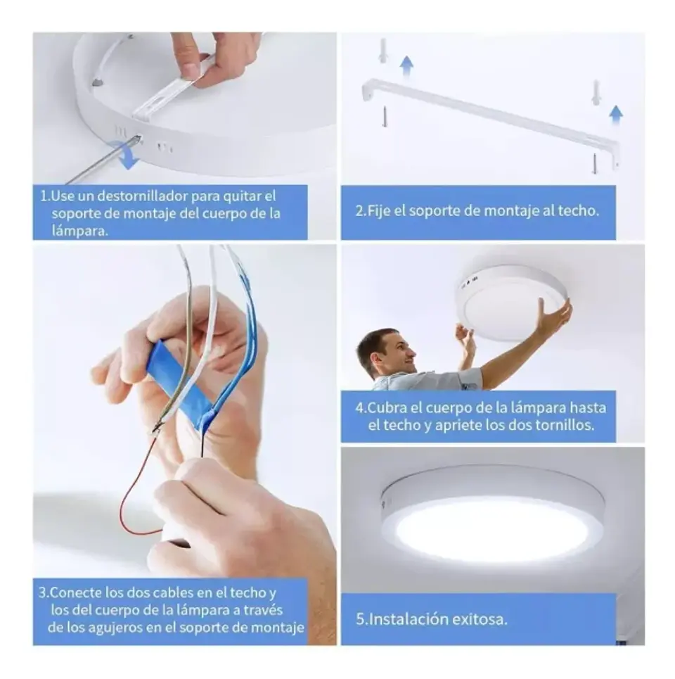 Foco Led Panel 12w Sobrepuesto Megabright Luz Fria Estructura Blanco 2