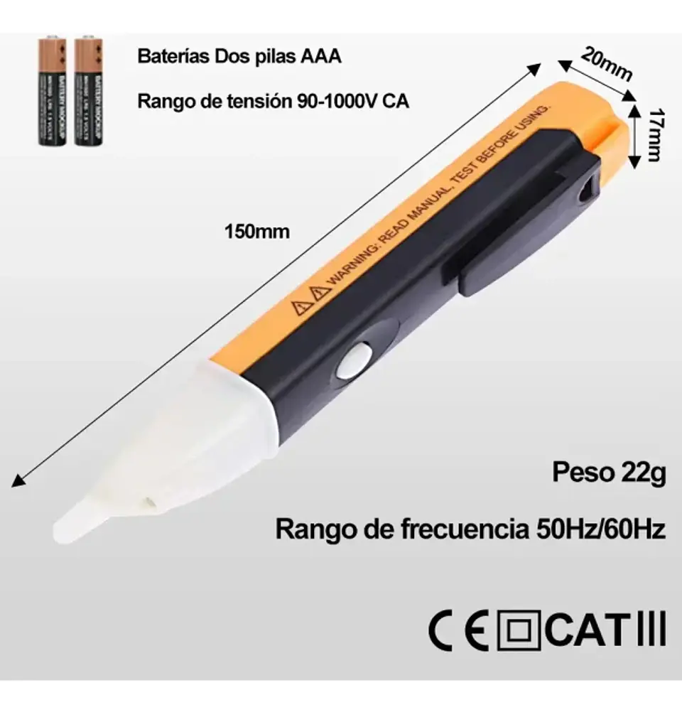 Tester Lápiz Luz Led Y Sonido Detecta De 90 A 1000v 3