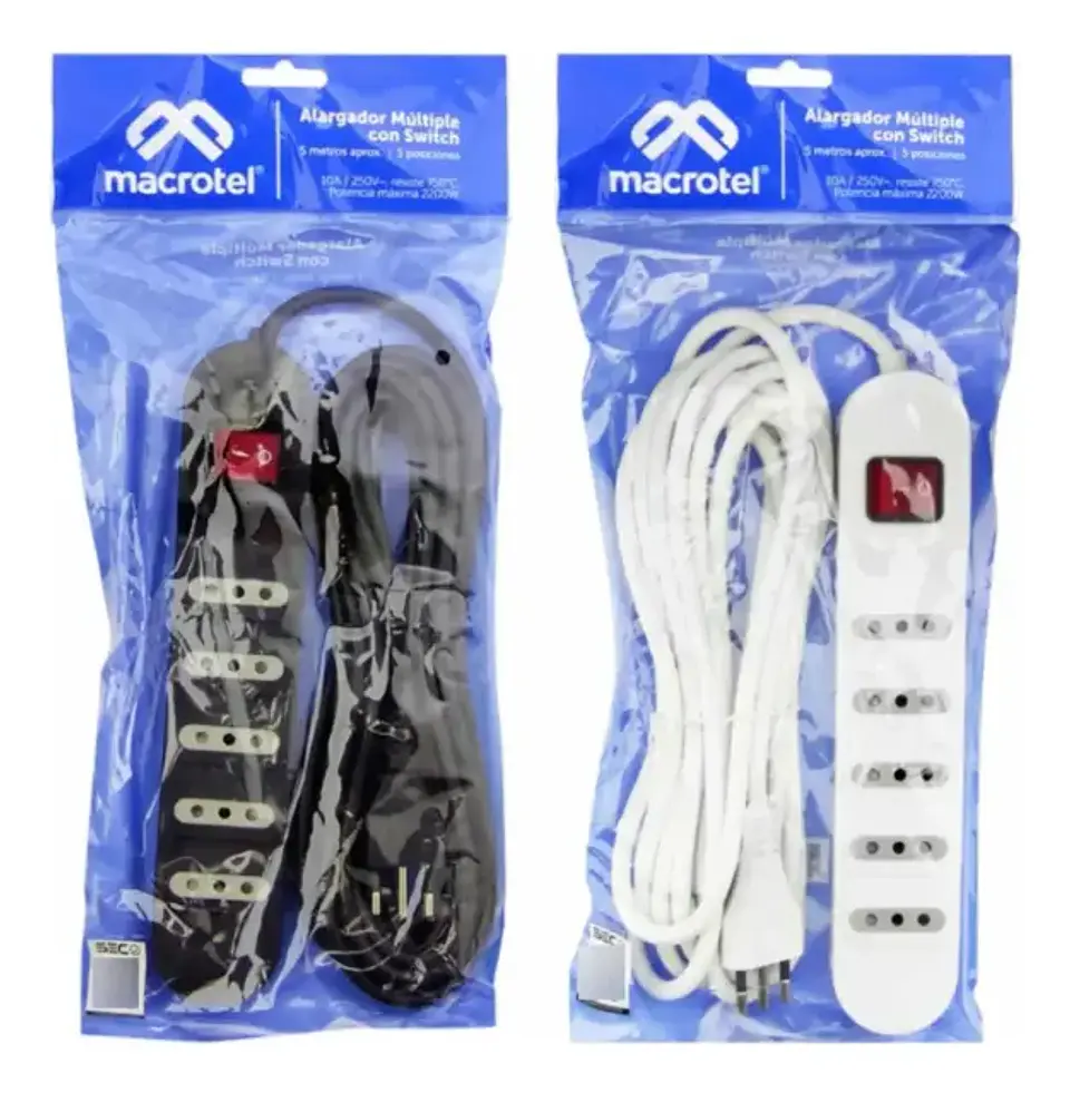 Alargador Zapatilla 5mts Con Switch Macrotel De 5 Posiciones 2