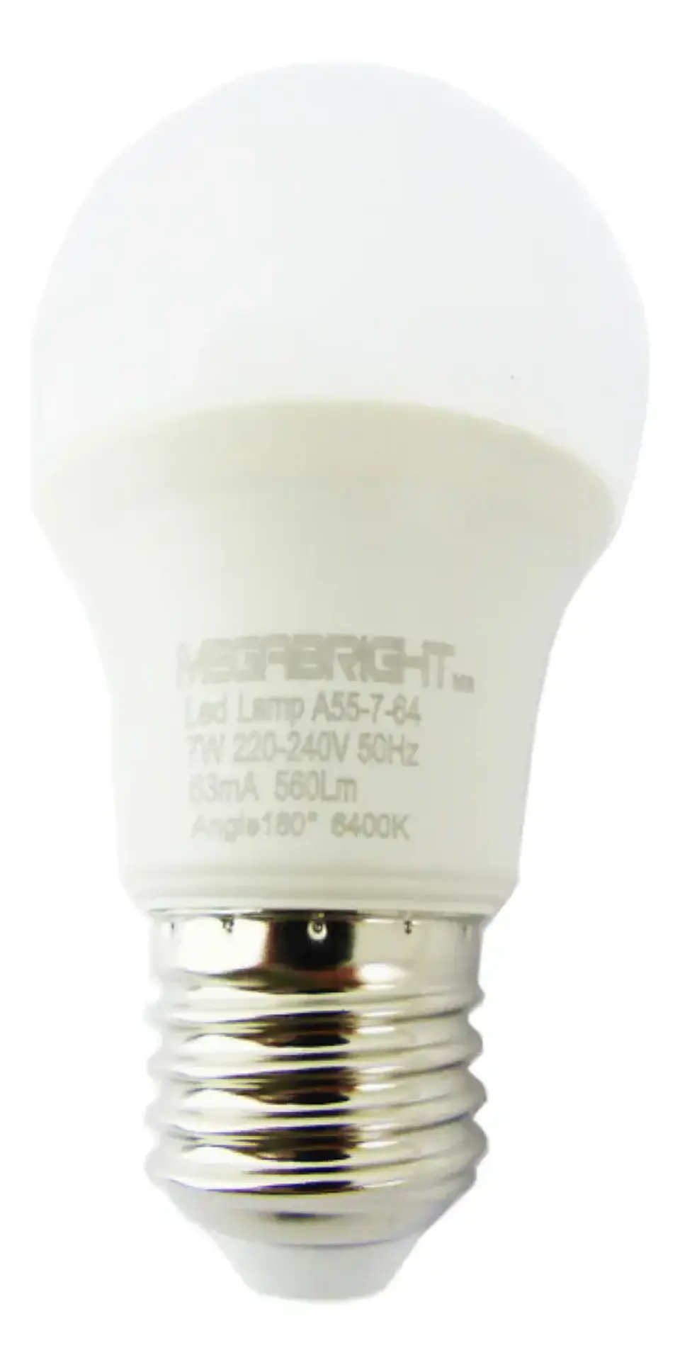 Ampolleta LED 7W E27 Luz Blanca Fría 6400K Megabright A55 10000h 5