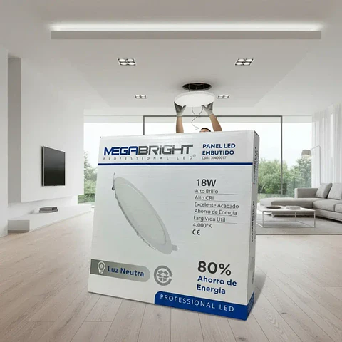 Foco Led Panel 18w Embutido Redondo Luz Fríacálidaneutra Estructura Neutra