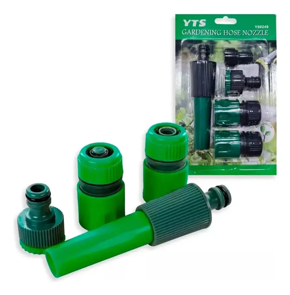 Set Riego Pistola Pitón 5pcs Acoples Rápidos Para Manguera 3
