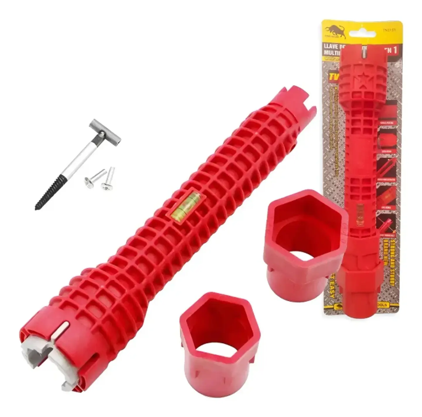 Llave Multifuncional para Gásfiter 8 en 1 Apriete de Tubos Roja 1