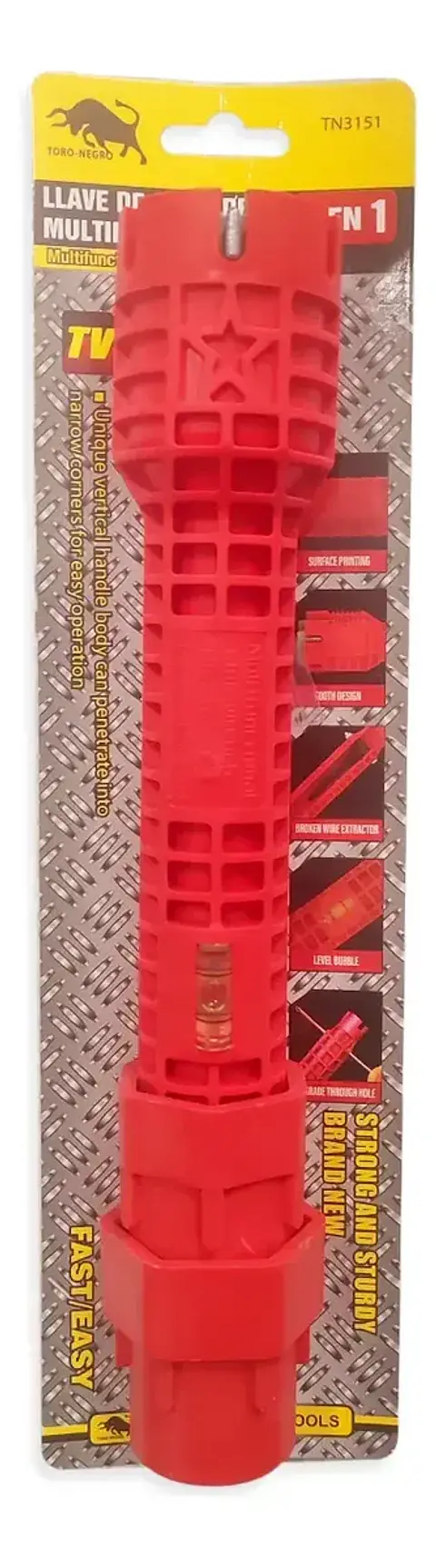 Llave Multifuncional para Gásfiter 8 en 1 Apriete de Tubos Roja