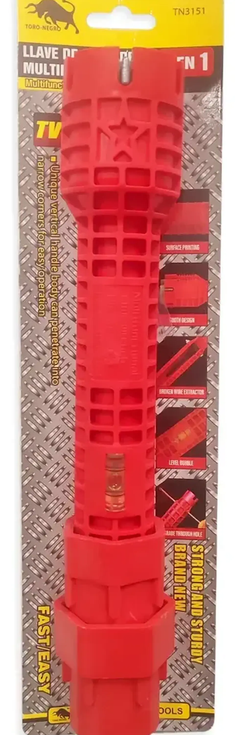 Llave Multifuncional para Gásfiter 8 en 1 Apriete de Tubos Roja 2