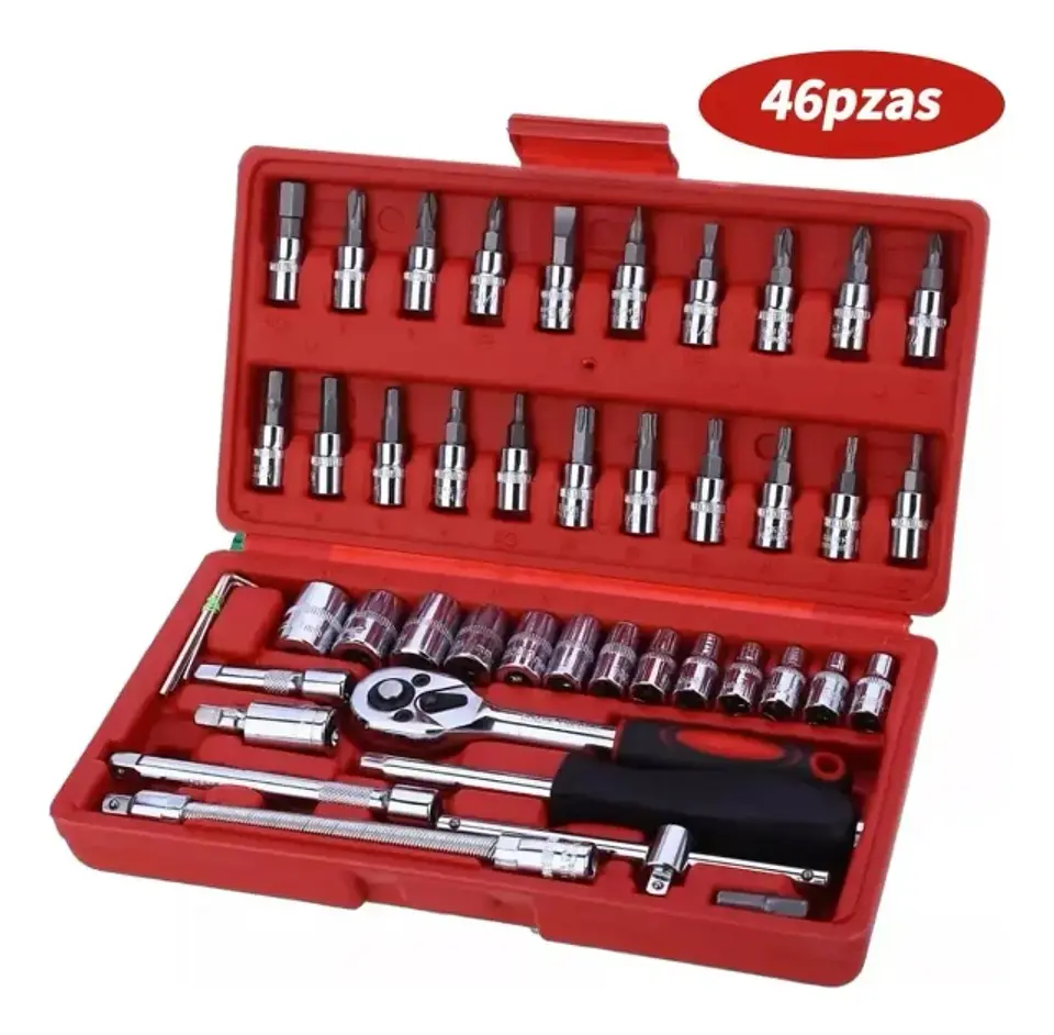 Set Caja Juego de Dados 46 Piezas Acero Carbono 1/4 3