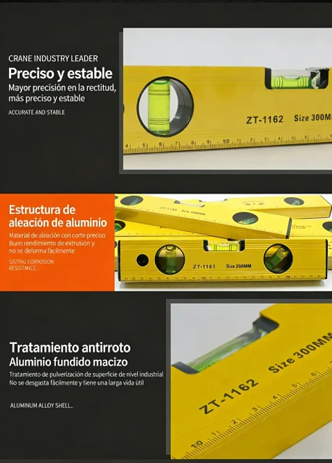 Nivel de Mano de Aluminio 60 cm 2 Burbujas