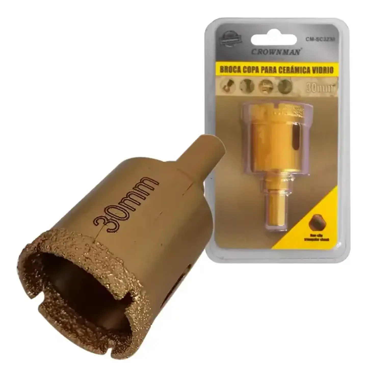 Broca Copa Sierra Diamantada para Vidrio Cerámica y Mármol 30 mm 3