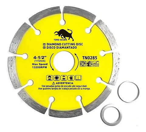 Disco Corte Diamantado Toro Negro 115 mm para Concreto Ladrillo y Tejas