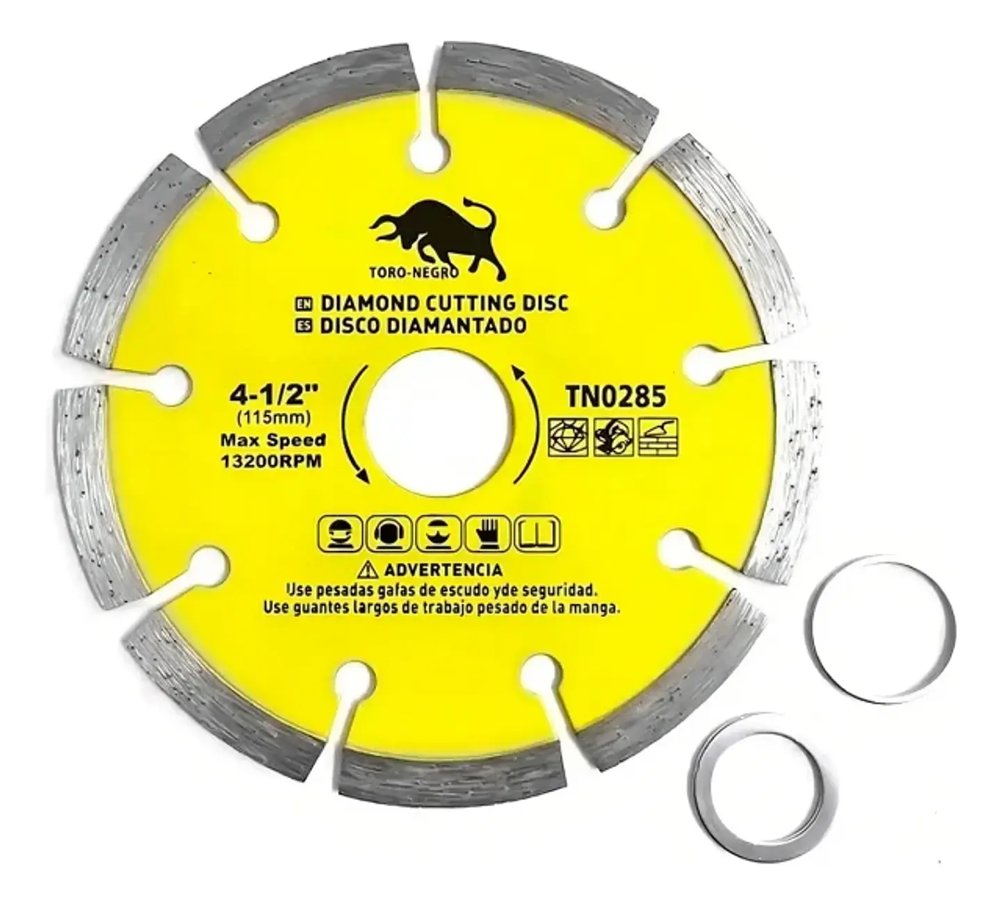 Disco Corte Diamantado Toro Negro 115 mm para Concreto Ladrillo y Tejas 1
