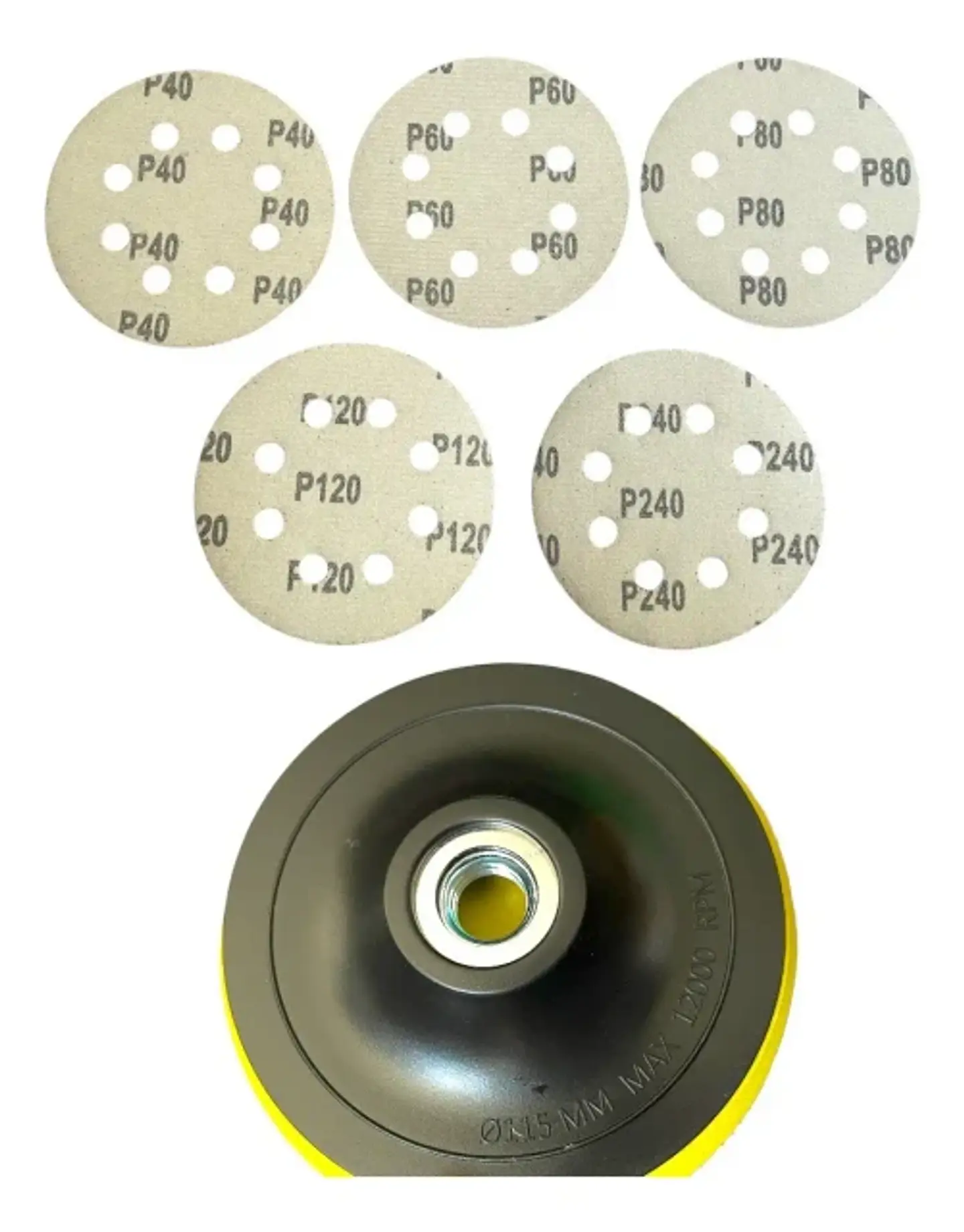 Disco Pulidor Velcro 115 mm con 5 Lijas para Taladro y Esmeril 3