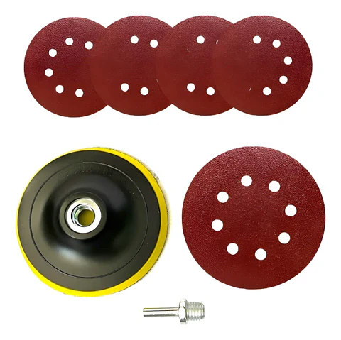 Disco Pulidor Velcro 115 mm con 5 Lijas para Taladro y Esmeril
