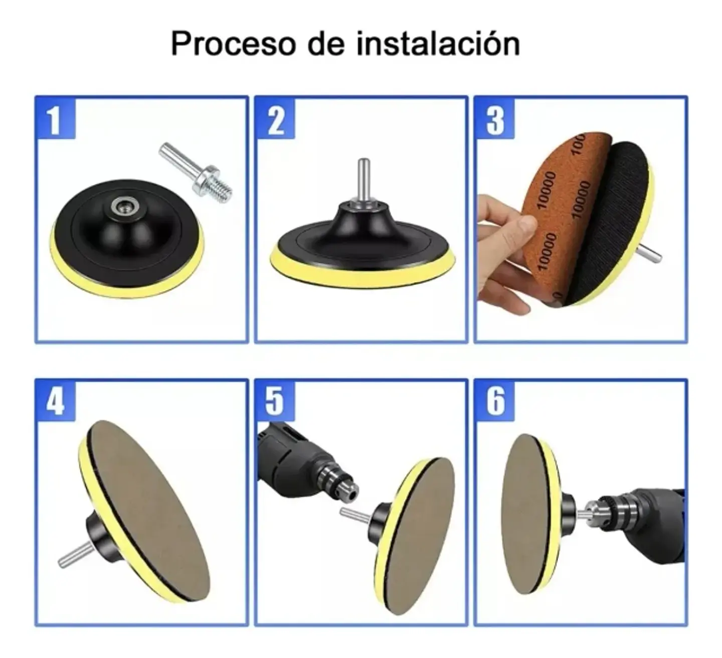 Disco Pulidor Velcro 115 mm con 5 Lijas para Taladro y Esmeril 4