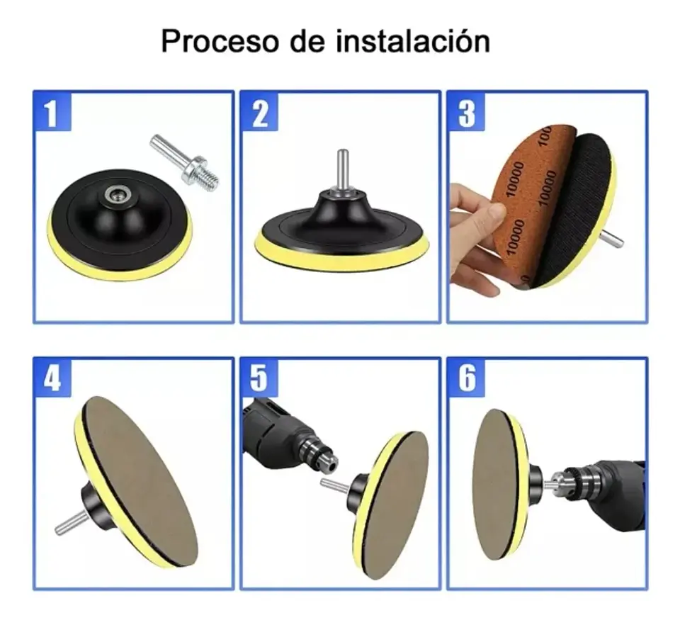 Disco Pulidor Velcro 115 mm con 5 Lijas para Taladro y Esmeril 4