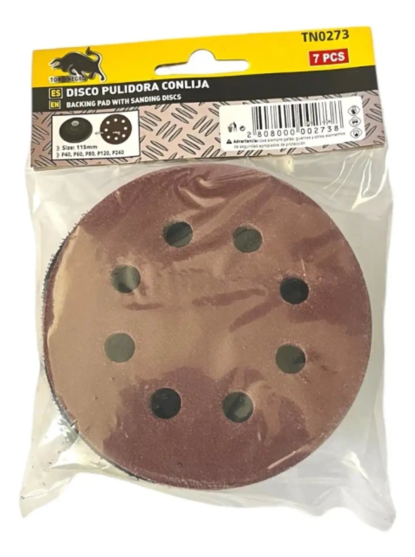 Disco Pulidor Velcro 115 mm con 5 Lijas para Taladro y Esmeril 5