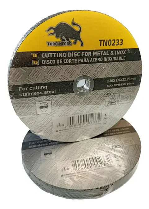Pack 10 Discos de Corte Fino 230 x 1,9 mm Toro Negro para Metal e Inox