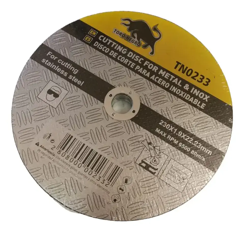 Pack 10 Discos de Corte Fino 230 x 1,9 mm Toro Negro para Metal e Inox 3