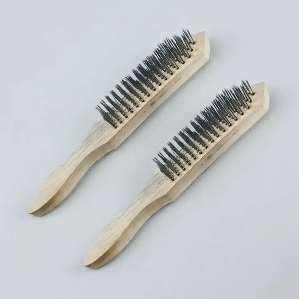 Cepillo Escobilla Mango de Madera 6x16 Cerda de Alambre de Acero 5
