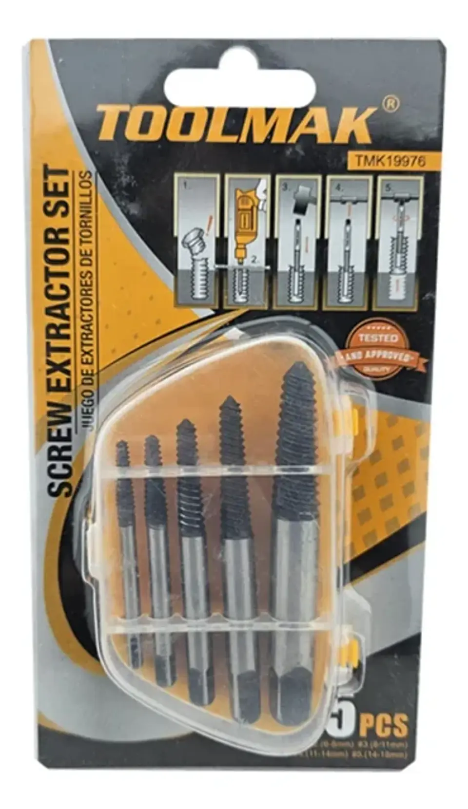 Set Extractor de Tornillos y Pernos Cortados 5 Piezas Toolmak 4