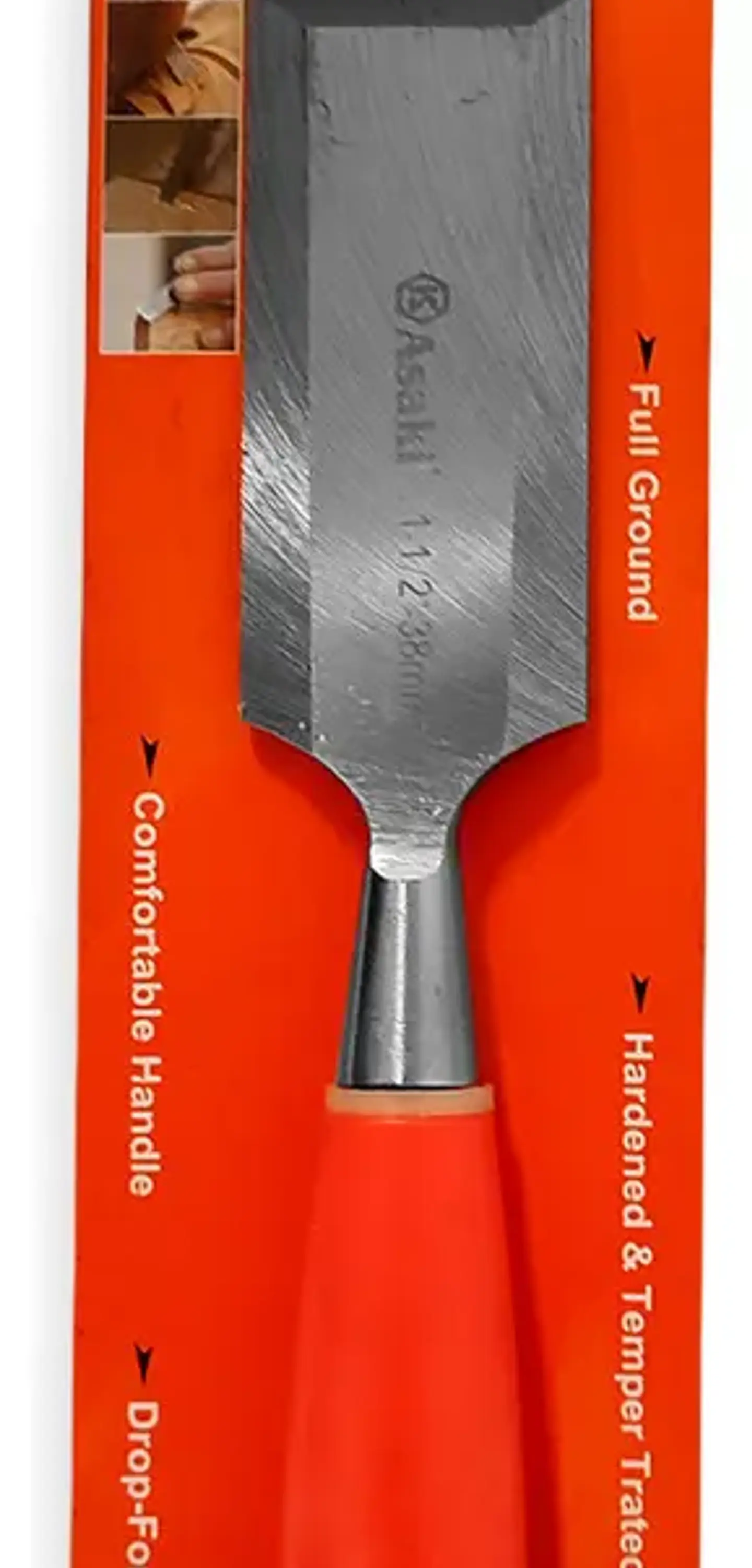 Formón Manual Asaki 1 12 Hoja 3.8 cm Acero Cromo Vanadio Carpintería 1