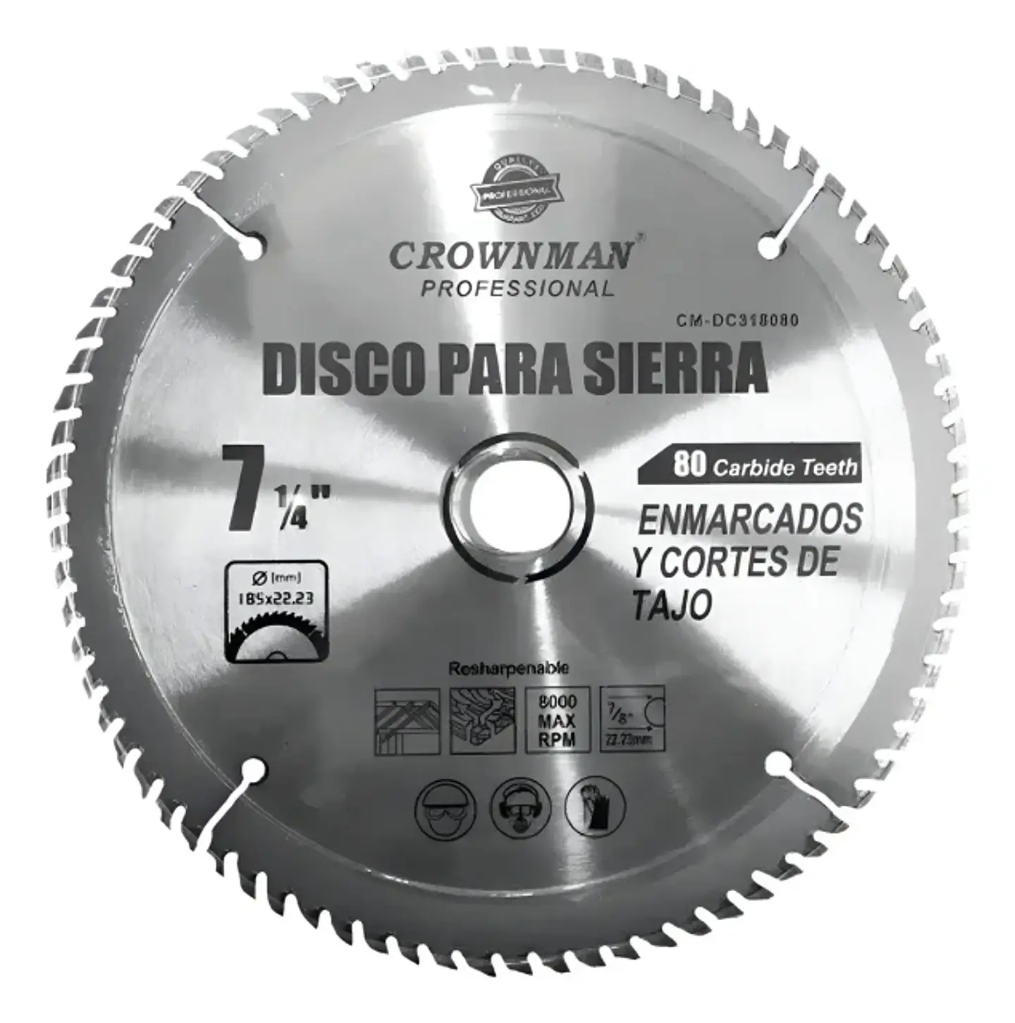 Disco Sierra Madera (7 14) 185mm 80 Diente 8000rpm Color Gris 1