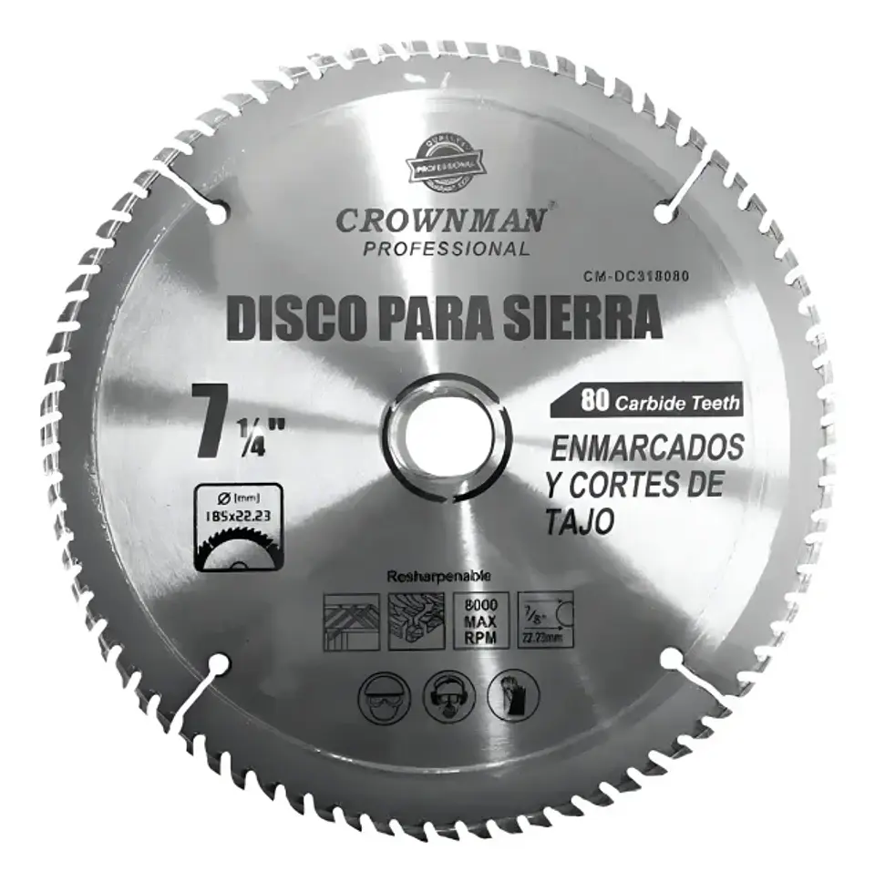 Disco Sierra Madera (7 14) 185mm 80 Diente 8000rpm Color Gris 1