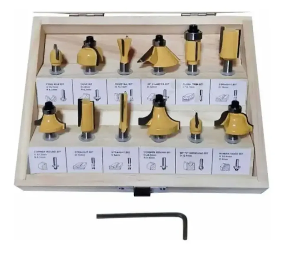 Juego 12 Fresas Madera Router 6.35mm 14 1