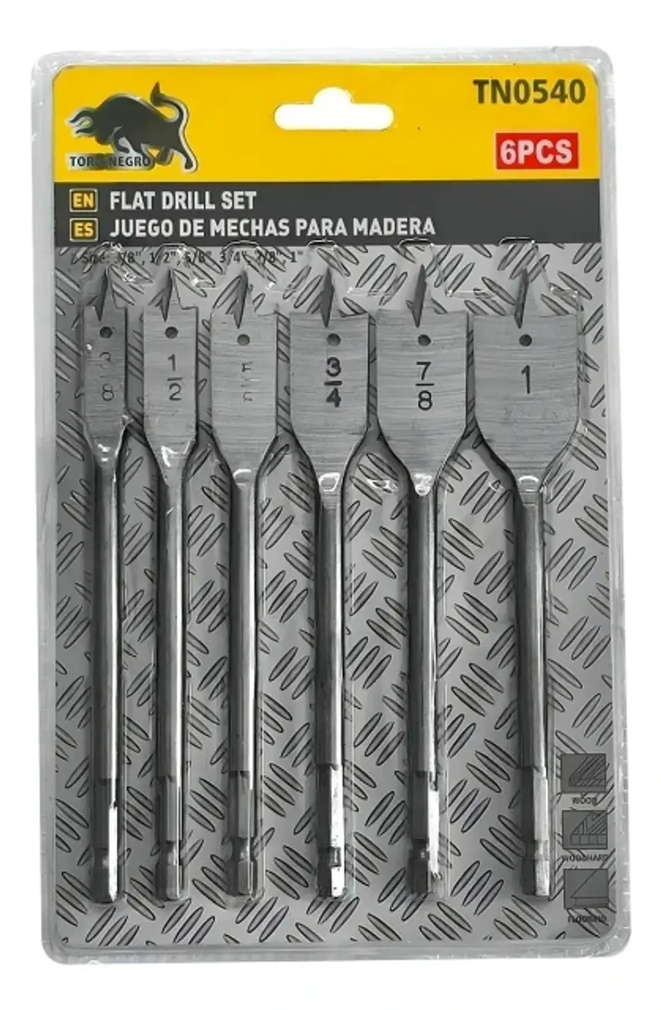 Broca Mecha Plana Madera 6pc 38 - 12 - 58 - 34 - 78 - 1 1